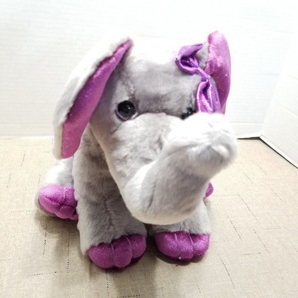 Elephant Plush Aurora Destination Nation Gray Purple Ears Stuffed Animal Toy - Picture 7 of 12